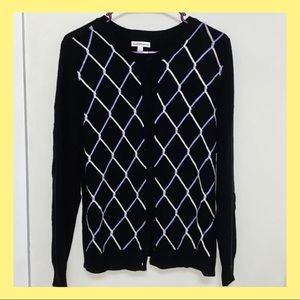 Black, White, & Blue Argyle Cardi